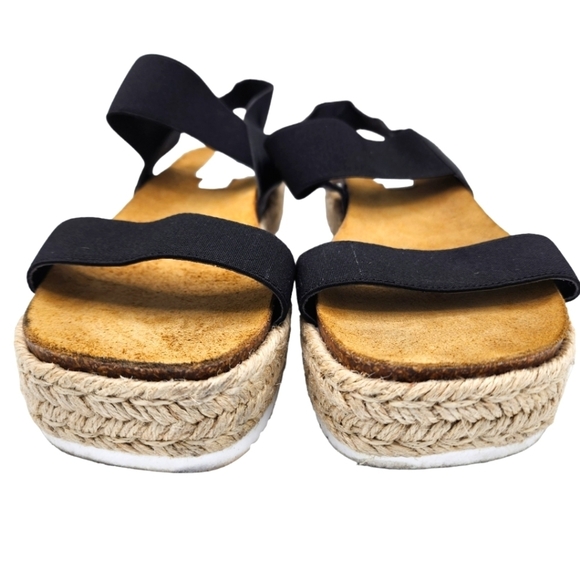 Steve Madden Espadrilles 2" Wedges Size 9M Black Elastic Ankle Strap Open Toe - Picture 3 of 7